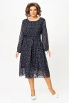 Платье Swallow 881 тёмно-синий, принт «белые веточки»