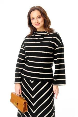 Кофта T&n 7733 черный в полоску.
