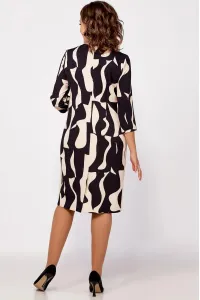 Платье Swallow 798 бежево-чёрный принт