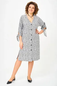 Платье Swallow 902.1 светло-серый Принт «черно-серая геометрия»