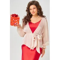 Блузка Fita 20763 Туника с поясом пудра
