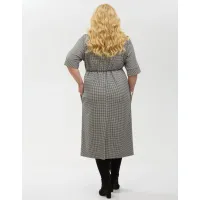 Платье Your Size 2264/170 Черно-белый в «гусиную лапку»