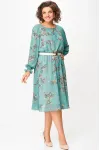 Платье Swallow 819.1 бирюзовый, принт «коричневые веточки»