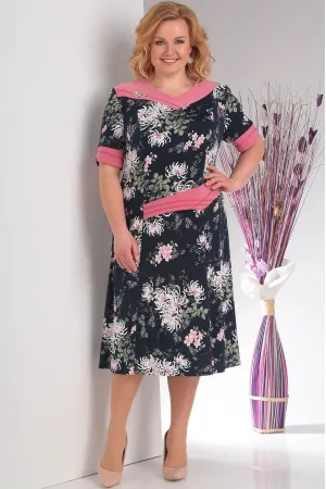 Платье Милана 975/2 Темно-синий /розовый