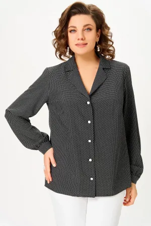 Блузка Swallow 842.4 черный в белый мелкий горошек