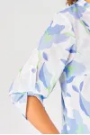 Блузка Swallow 852 белый/принт голубые цветы