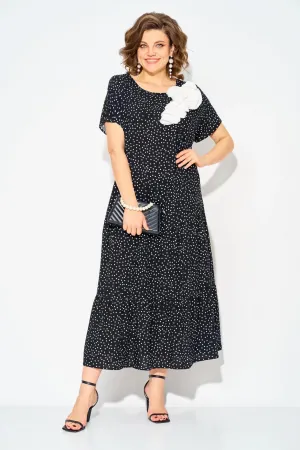Платье Лилиана 1528 черный в белый горох