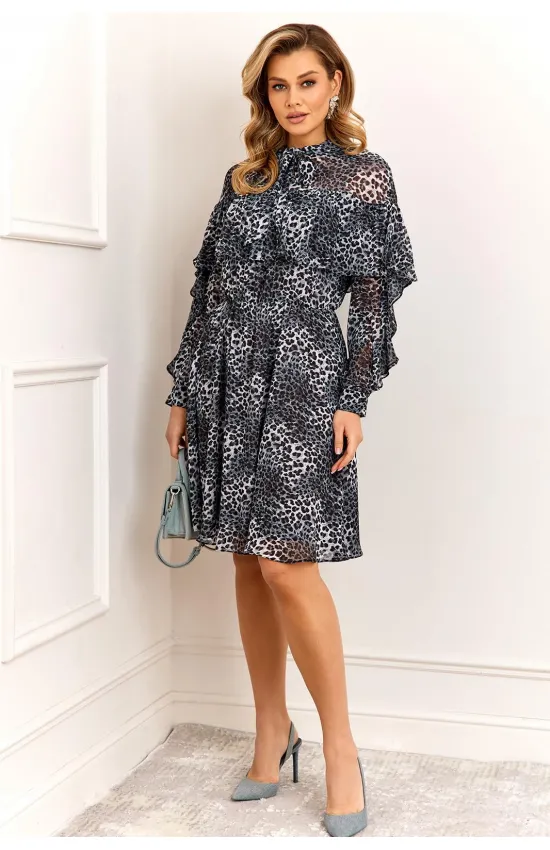 Платье Agatti 5898 серо-синий с принтом