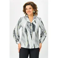 Блузка Swallow 772.5 Принт  серо-бежевые разводы