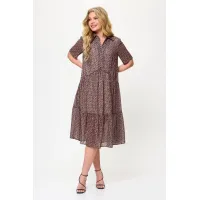 Платье Talia Fashion 424 геометрический принт в черно- коричневых тонах.