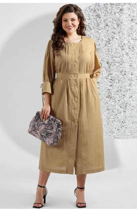 Платье Mira Fashion 5552 горчично-кремовый