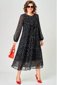 Платье Eva Grant 7177C черный в мелкий горох