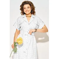 Платье Лилиана 1521 белый+горох