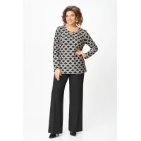 Блузка Swallow 878 чёрный, Принт «молочные ретро-волны»