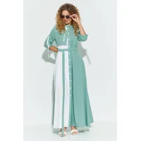 Платье Euromoda 691 бирюзовый белый