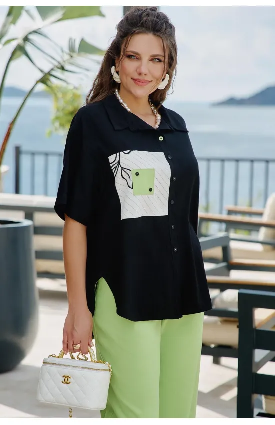 Блузка Vittoria Queen 28263бл черный, яблоко