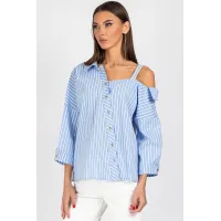 Блузка Vizavi 726 бело-голубая полоска