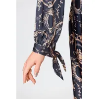 Платье Swallow 707 черный в бежевый принт