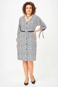 Платье Swallow 902.1 светло-серый Принт «черно-серая геометрия»