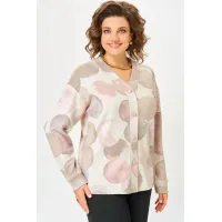 Кардиганы Swallow 889.1 молочный/принт круги в тёмно-бежевых оттенках