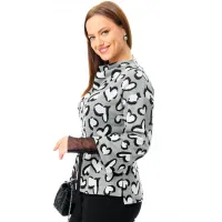 Кофта T&n 7724 серый дизайн «сердечки»