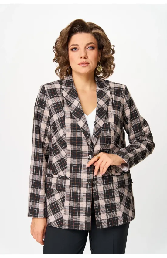 Пиджак Белэльстиль 412-314 коричневая клетка