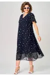 Платье Eva Grant 7116 синий горох