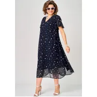 Платье Eva Grant 7116 синий горох