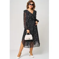 Платье Eva Grant 7297В черный в белый горох