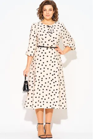 Платье Лилиана 1511 молочный+горох