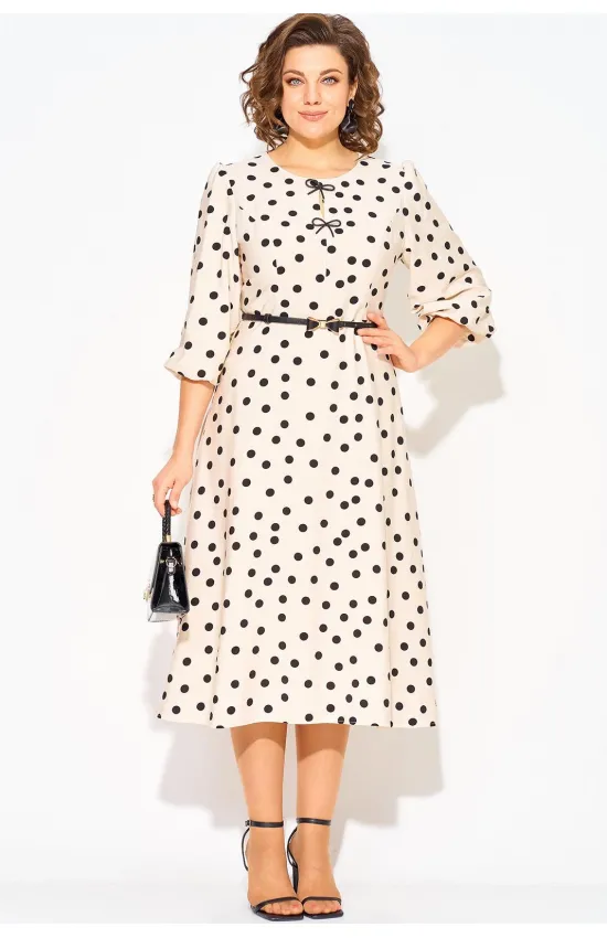 Платье Лилиана 1511 молочный+горох