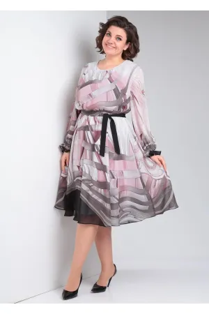 Платье Your Size 2220/164 Розово-серый принт