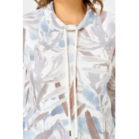 Кофта Swallow 883.1 молочный, принт «бежево-голубые тропические листья»