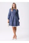 Платье Your Size 2268/164 Синий с добавлением бежевых нитей