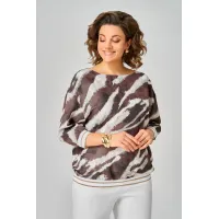 Блузка Swallow 872.3 молочный шоколад/принт «белая абстракция»