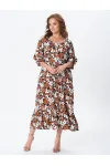 Платье Your Size 2259/164 Медно-коричневые и молочные цветы на черном