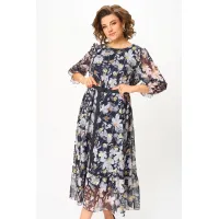 Платье Moda-Versal 2483 тёмно-синий с цветами