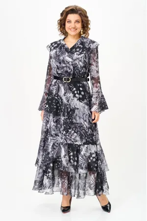 Платье Anastasia Mak 1280 серый+черный мультиколор