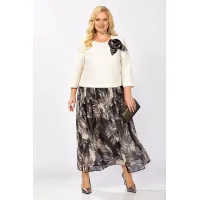 Платье Кокетка И К 1314 молочный+серый