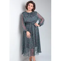 Платье Your Size 2219/164 Темно-зеленый в цветочный принт