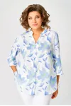 Блузка Swallow 852 белый/принт голубые цветы