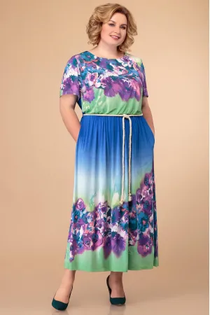 Платье Svetlana Style 1411 синий+цветы