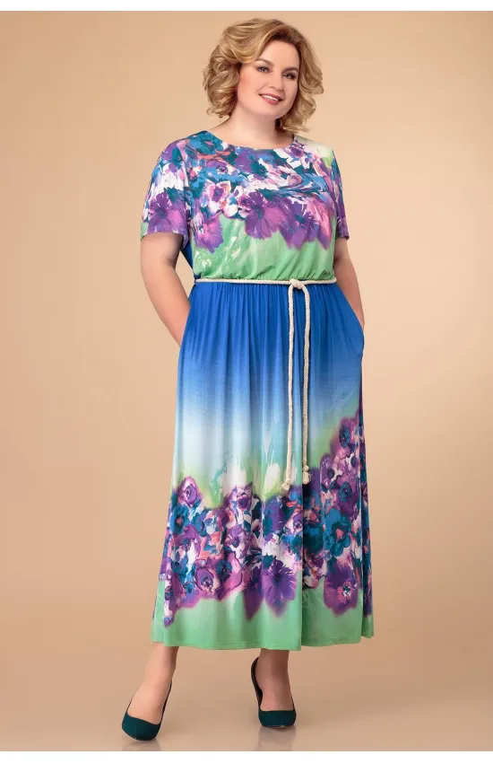 Платье Svetlana Style 1411 синий+цветы