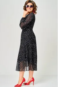Платье Eva Grant 7177C черный в мелкий горох