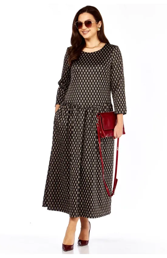 Платье Taita Plus 2526-3 т.шоколад + беж