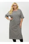 Платье Your Size 2264/164 Черно-белый в «гусиную лапку»