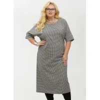 Платье Your Size 2264/164 Черно-белый в «гусиную лапку»