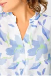 Блузка Swallow 852 белый/принт голубые цветы