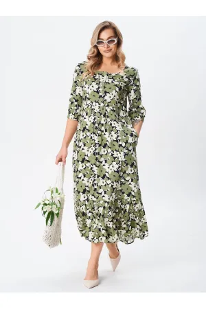 Платье Your Size 2255/170 Цветочный принт на черном