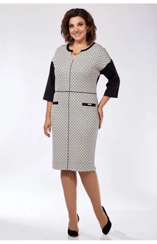 Платье Lady Style Classic 707 молочный с черным